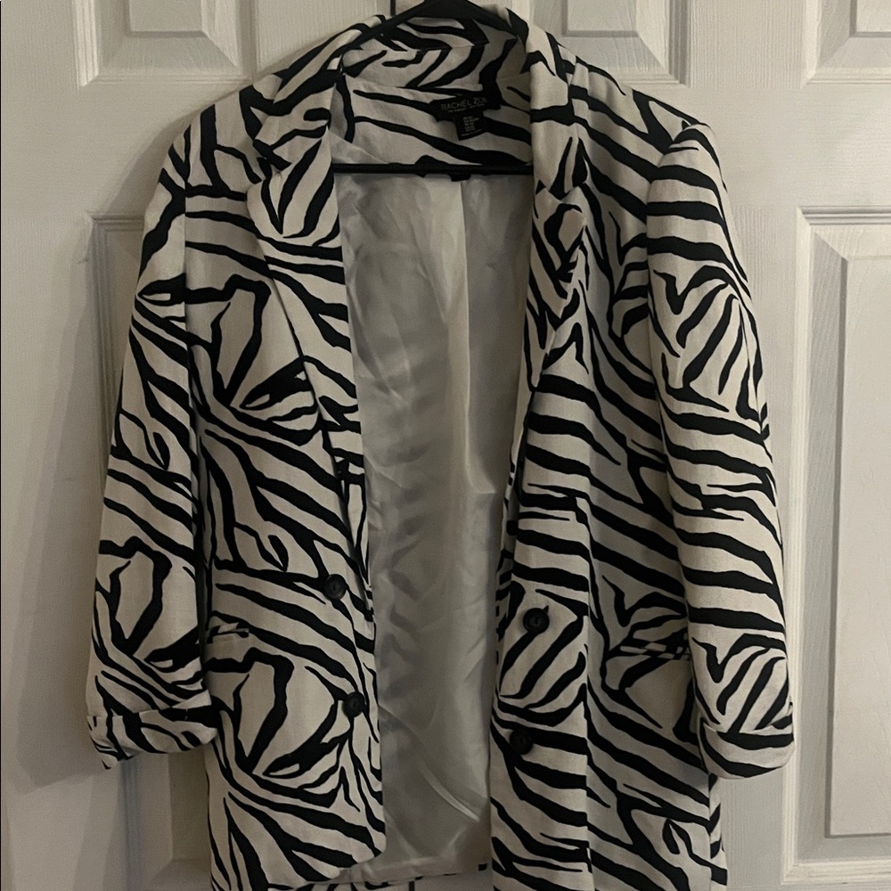 Zara Black and White Zebra Print Blazer